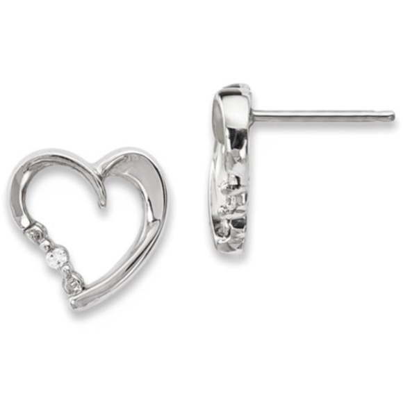 14k White Gold Diamond Earrings - Picture 1 of 5